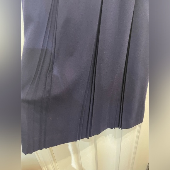 29-Vintage Susan Bristol Maxi Wool Pleated Skirt Dark Navy Blue 10 Librarian - Picture 4 of 11